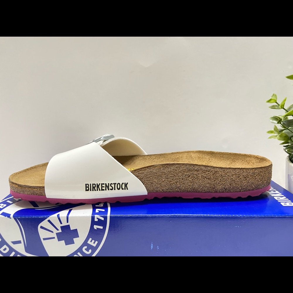 NEW Birkenstock Madrid Women’s Patent Birko-Flor Adjustable Buckle Sandals Slide - Picture 7 of 10